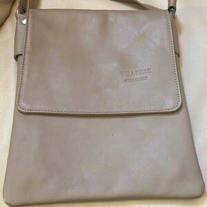Vera Pelle Beige Leather Shoulder Bag